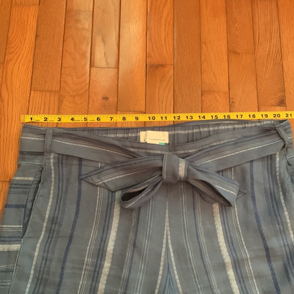 Anthropologie Blue Striped Cropped Pants - Picture 9 of 15